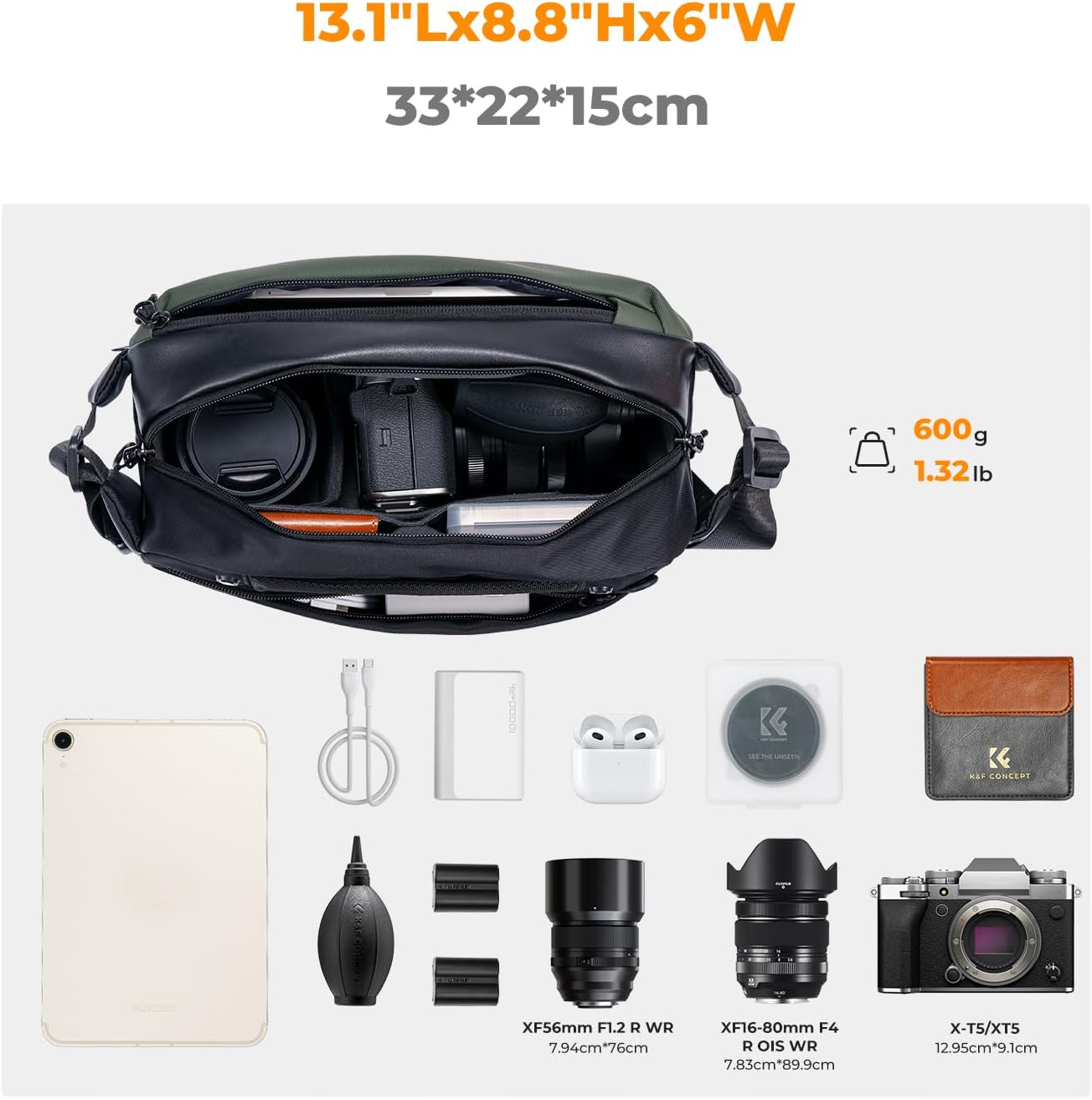 K&F CONCEPT Camera Sling Bag Small Crossbody Camera Case DSLR/SLR/Cute Compact Shoulder Photography Bags for Photographers - Image 2