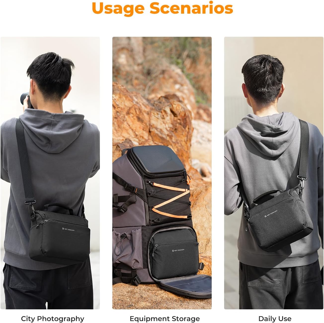 K&F CONCEPT Camera Sling Bag Small Crossbody Camera Case DSLR/SLR/Cute Compact Shoulder Photography Bags for Photographers - Image 8