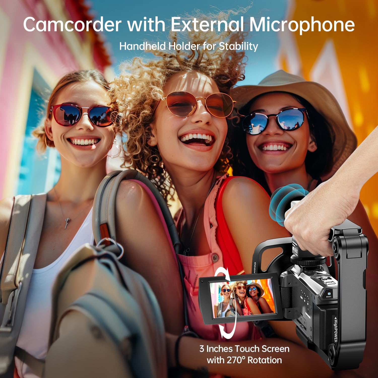 FlyFrost 8K Video Camera 88MP UHD WiFi Vlogging Cameras for YouTube 18X Digital Zoom IR Night Vision 3.0'' Touch Screen Camcorder with Microphone, Lens Hood, Stabilizer, Remote, Two Batteries - Image 7