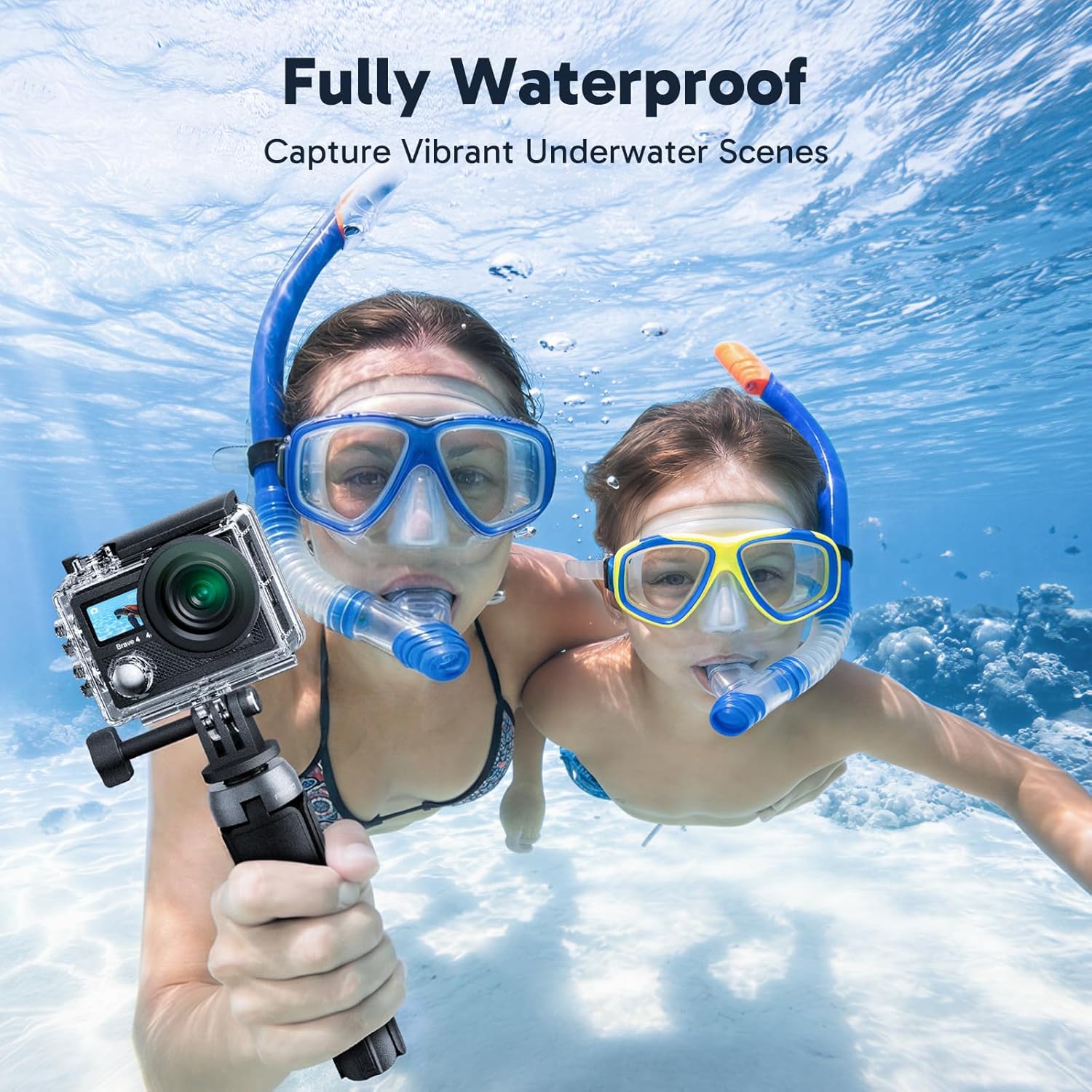 AKASO Brave 4 Action Camera 4K 30fps Ultra Hd Video 20MP Photo, EIS, WiFi, 2X Batteries, Waterproof Underwater Camera, Camcorder Bundle for Snorkel, Travel, Motorcycle, Bicycle, Helmet Accessories Kit - Image 4